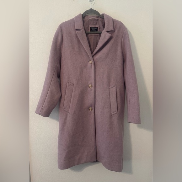 Abercrombie & Fitch The A&F Dad Coat Lilac Wool Blend  Oversized Size Medium - Picture 1 of 12